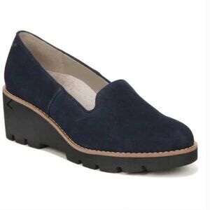 Vionic Women’s Willa Wedge Loafer Navy Blue Suede Size 8.5